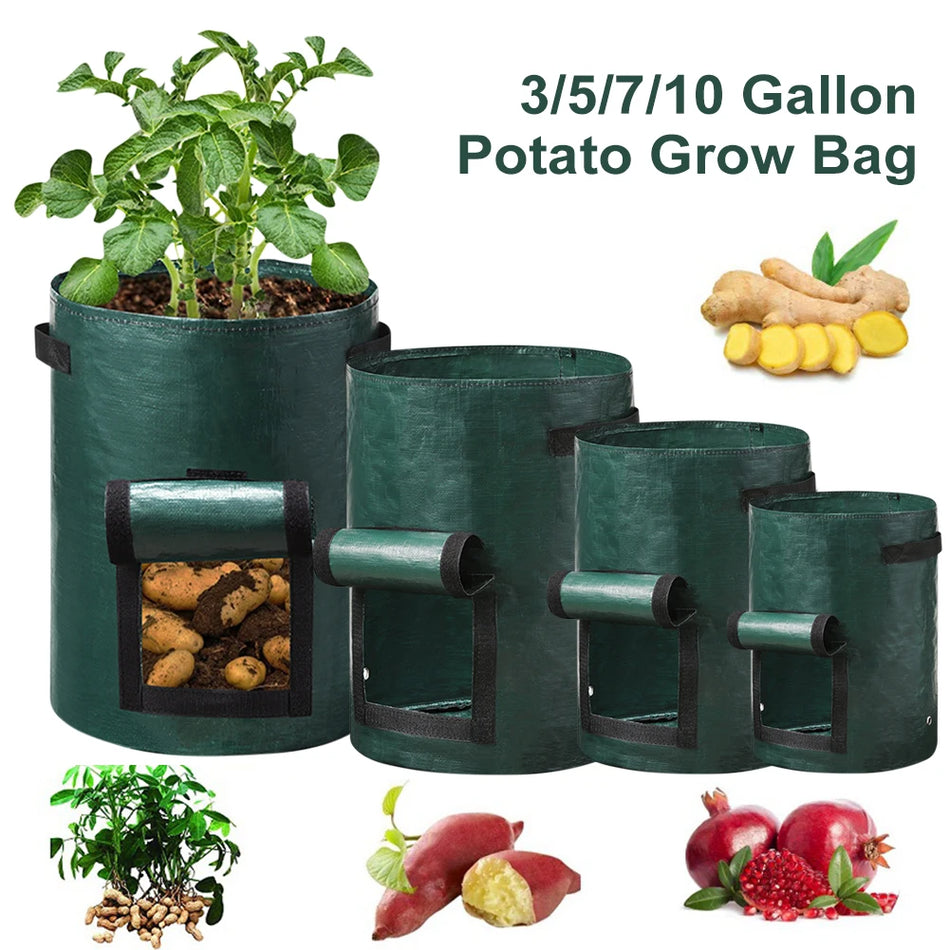🟠 Gardentool Potato Gur Bag Pe Vegetable Gured Bags με λαβή παχιά τσάντα καλλιέργειας λαχανικών κρεμμυδιού τσάντα υπαίθρια κατσαρόλα κήπου