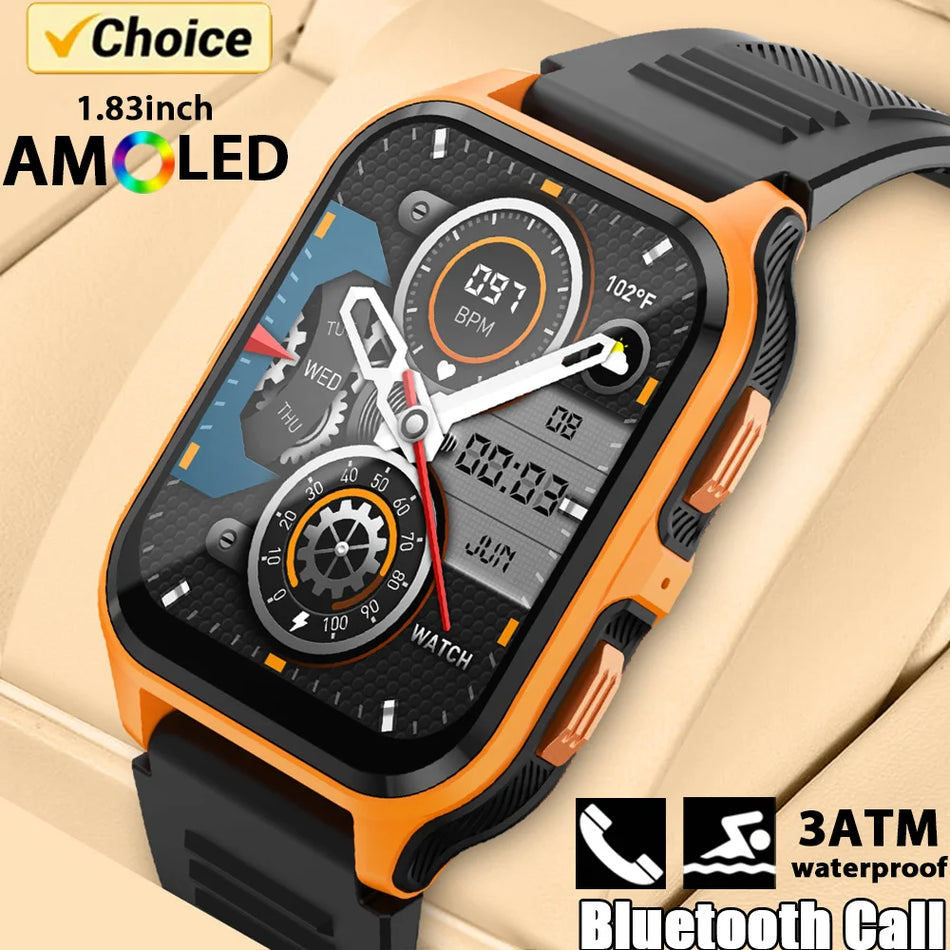 🟠 2024 New Outdoor Sports Smart Watch Men Bluetooth Call Fitness Watch 100+ Sports Modes 3ATM Waterproof Strong Battery Life Watch